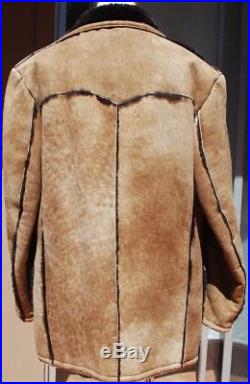VTG Scully Brown Suede Leather Jacket Coat Shearling Sherpa Western Yolk 44 XL