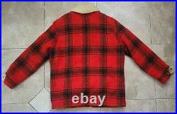 VTG Sears Western Outdoor Wear Heavy Wool Red Plaid Lumberjack Coat L XL