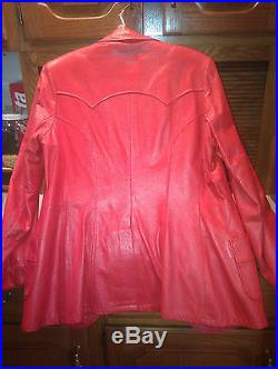 VTG-Size 13/14-Women's Jacket-Red GOAT Leather-Woman's Western Blazer Coat-Woman