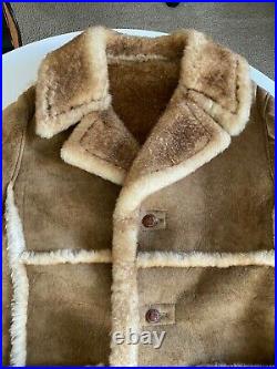 VTG Texas Tanning Shearling Sheepskin Leather Suede Ranch Coat Jacket XL