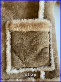 VTG Texas Tanning Shearling Sheepskin Leather Suede Ranch Coat Jacket XL