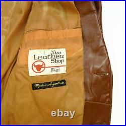 VTG The Leather Shop Sears Mens Brown Button Down Leather Jacket Size 40 Large