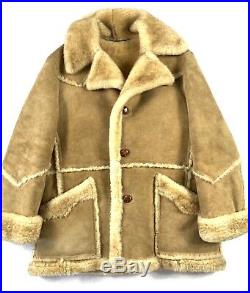 VTG Wilsons Marlboro Man Shearling Sheepskin Leather Ranch Coat Jacket Sz 44 XL