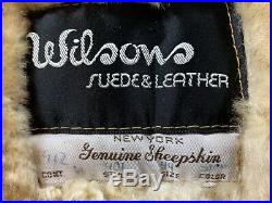 VTG Wilsons Marlboro Man Shearling Sheepskin Leather Ranch Coat Jacket Sz 44 XL