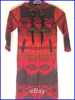VTG Woolrich Navajo Blanket Southwestern Wool Coat Long Jacket USA Medium Large