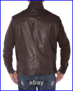 Vest Coat Waistcoat Jacket Classic Lambskin Western Brown Zipper Men Leather