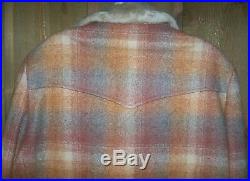 Vint Pendleton Wool Western Wear Jacket Coat Red Rust Plaid L XL EXTRA LARGE, 44