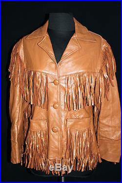 Vintage 1960's Brown Deerskin Western Fringe Jacket Size 36+