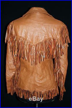 Vintage 1960's Brown Deerskin Western Fringe Jacket Size 36+