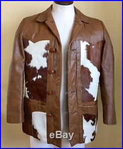 Vintage 1960's Hair On COWHIDE or PONY HAIR Western Leather Jacket Cowboy Coat