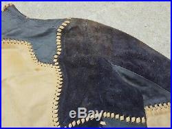 Vintage 1960s Vtg 60s CHAR Genuine Leather Suede Whipstitched Jacket Coat S SM
