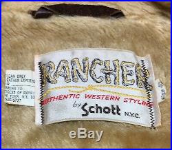 Vintage 1970s Schott Western Rancher Sheepskin Shearling Jacket Coat Size 40