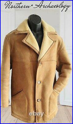 Vintage 44 L Marlboro Man Shearling Sheepskin Leather Ranch Coat Jacket USA