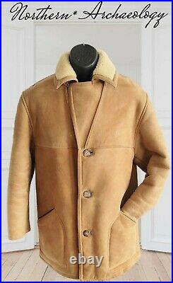 Vintage 44 L Marlboro Man Shearling Sheepskin Leather Ranch Coat Jacket USA