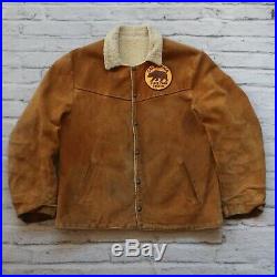 Vintage 50s Levis Big E Shorthorn Suede Lined Jacket Western Wear Leather