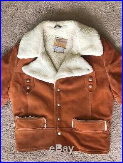 Vintage 60s Grais Suede Sherpa Western Rancher Coat Moto Jacket Mens Size 38