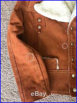 Vintage 60s Grais Suede Sherpa Western Rancher Coat Moto Jacket Mens Size 38