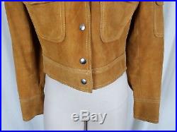 Vintage 70s Angeli Cropped Suede Leather Western Boho Jacket Snap up Womens XS S