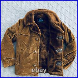 Vintage 70s Put-On Shop Corduroy Faux Fur Lined Western Winter Coat Jacket