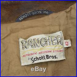 Vintage 70s Schott Bros Rancher Western Suede Leather Brown Shirt Jacket M / L