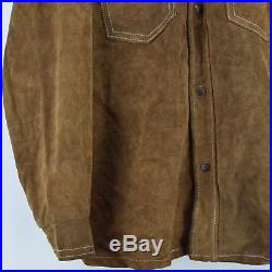 Vintage 70s Schott Bros Rancher Western Suede Leather Brown Shirt Jacket M / L