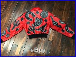 Vintage 80s 90s North Beach Leather Michael Hoban Red Bomber Jacket Coat Western