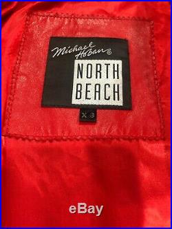 Vintage 80s 90s North Beach Leather Michael Hoban Red Bomber Jacket Coat Western