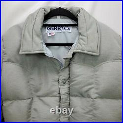 Vintage 80s Gerry Mens Down Puffer Western Jacket Coat Size Large Gray USA Made