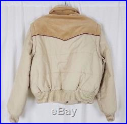 Vintage 80s Levis Puffy Corduroy Western Jacket Parka Vest Womens L Rockabilly
