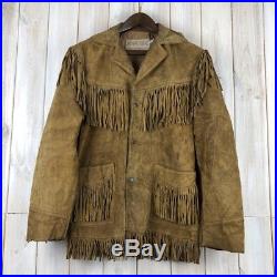 Vintage 80s Schott USA Western Suede Leather Fringed Ranch Cowboy Jacket S / M