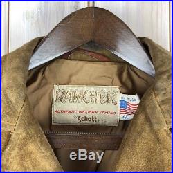 Vintage 80s Schott USA Western Suede Leather Fringed Ranch Cowboy Jacket S / M
