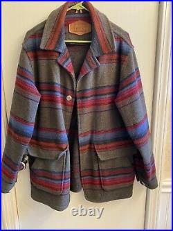 Vintage 80s Woolrich Stripe Jacket Made In USA Coat Mens Small Aztec Navajo