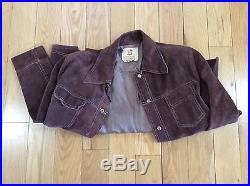 Vintage Berman's Brown Suede Leather Men's Western Pioneer Ranching Coat Size 40
