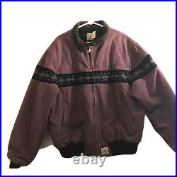 Vintage Carhartt Jacket Coat Mauve Purple 2XL XXL Aztec Western USA Made JQ0457