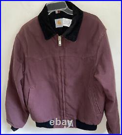 Vintage Carhartt Jacket Rare Color brown / plum color Coat Quilt Lined Western L