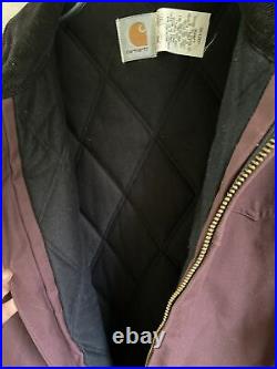 Vintage Carhartt Jacket Rare Color brown / plum color Coat Quilt Lined Western L