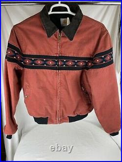 Vintage Carhartt Mauve Jacket Coat Size L Aztec Western JQ056 Made In USA