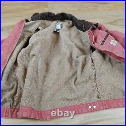 Vintage Carhartt Pink Detroit Duck Canvas Fleece Lined Work Chore Jacket Coat L