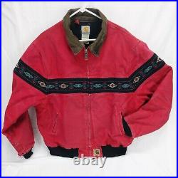 Vintage Carhartt Red Aztec Jacket Men's 2XL Navaho Duck Canvas Western Barn Coat