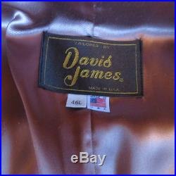 Vintage David James Brown Leather Jacket Coat Custom Cowboy Western 46 L Long