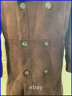 Vintage Double Breasted Shearling Coat Jacket 40 R Chocolate Brown- Mint Unisex