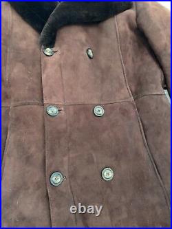 Vintage Double Breasted Shearling Coat Jacket 40 R Chocolate Brown- Mint Unisex