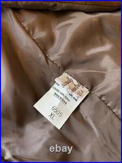 Vintage Excelled Brown Fringed Leather Snap Button Collared Jacket Coat XL RARE
