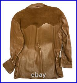 Vintage Genuine Deerskin Western Leather Jacket Custom Coat Co. Mens L/XL Brown