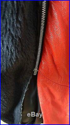Vintage Gregory & Sons USA Red Leather Western Fringed Women's Jacket Coat Sz L