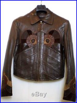 Vintage Gucci Tom Ford era Mens glove leather applique jacket US size 36 regular