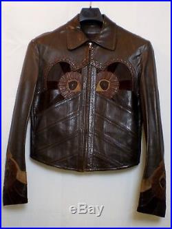 Vintage Gucci Tom Ford era Mens glove leather applique jacket US size 36 regular