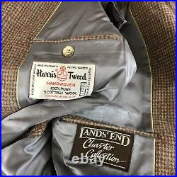 Vintage Harris Tweed For Lands End Unstructured Blazer Sport Coat Jacket Men 44L