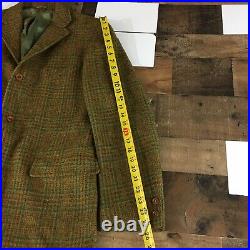 Vintage Harris Tweed Sport Coat Unstructured Blazer 3-Button Jacket Mens Sz 42R