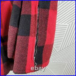Vintage Heavy Wool Mackinaw Soo Woolen Mills 46 Large Buffalo Plaid Jacket Coat